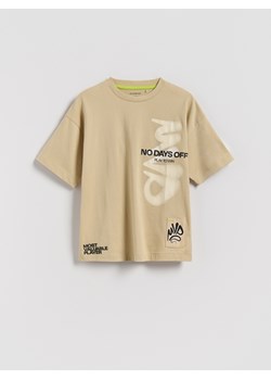 Reserved - T-shirt z nadrukiem - beżowy ze sklepu Reserved w kategorii T-shirty chłopięce - zdjęcie 185818251