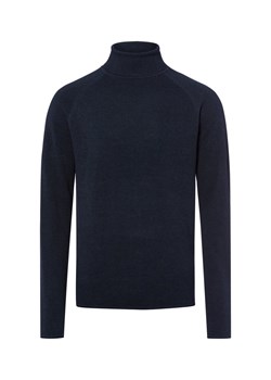 Nils Sundström Męski sweter z dzianiny - Stockholm Mężczyźni Bawełna granatowy wypukły wzór tkaniny ze sklepu vangraaf w kategorii Swetry męskie - zdjęcie 185826372