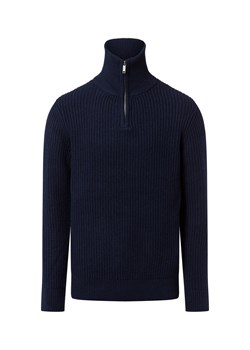 Selected Męski sweter z dzianiny - SLHLand Mężczyźni Prążki granatowy jednolity ze sklepu vangraaf w kategorii Swetry męskie - zdjęcie 185826381