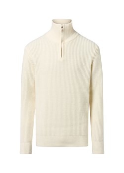 Selected Męski sweter z dzianiny - SLHLand Mężczyźni Prążki écru jednolity ze sklepu vangraaf w kategorii Swetry męskie - zdjęcie 185826382