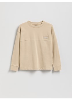 Reserved - Bawełniany longsleeve - beżowy ze sklepu Reserved w kategorii T-shirty chłopięce - zdjęcie 185826853