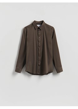 Reserved - Gładka koszula slim fit - brązowy ze sklepu Reserved w kategorii Koszule męskie - zdjęcie 185827073