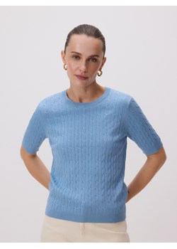 Reserved - Sweter z ozdobnym splotem - jasnoturkusowy ze sklepu Reserved w kategorii Swetry damskie - zdjęcie 185827103