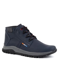 Buty męskie skórzane zimowe 119GT granatowe ze sklepu butyolivier w kategorii Buty zimowe męskie - zdjęcie 185829404