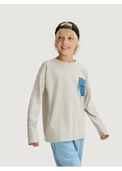 Reserved - Bawełniany longsleeve - jasnoszary ze sklepu Reserved w kategorii T-shirty chłopięce - zdjęcie 185832023