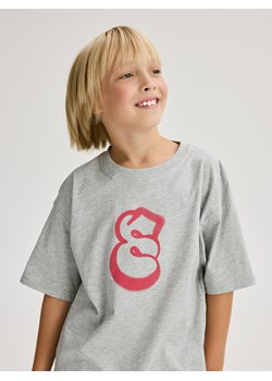 Reserved - Bawełniany t-shirt oversize - jasnoszary ze sklepu Reserved w kategorii T-shirty chłopięce - zdjęcie 185832034