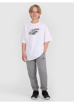 Chłopięce spodnie dresowe joggery 4F 4FJRAW25TTROM1578 - szare ze sklepu Sportstylestory.com w kategorii Spodnie chłopięce - zdjęcie 185837292