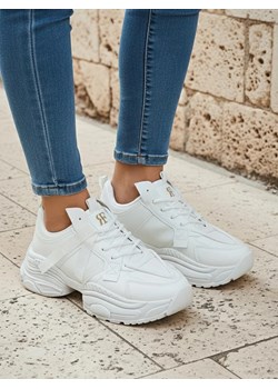 Damskie białe sneakersy Arete z eko skóry, płaski obcas, wiosenna kolekcja ze sklepu royalfashion.pl w kategorii Buty sportowe damskie - zdjęcie 185838563