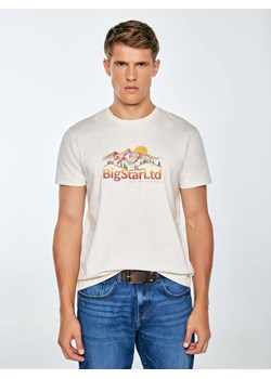 Koszulka męska z nadrukiem kremowa Mifer 103 ze sklepu Big Star w kategorii T-shirty męskie - zdjęcie 185842744