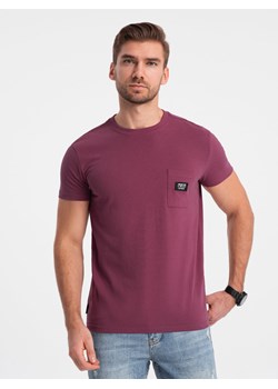 T-shirt męski bawełniany z kieszonką - ciemnoróżowy V5 S1743 ze sklepu ombre w kategorii T-shirty męskie - zdjęcie 185843194