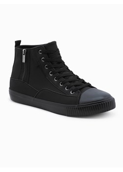 Buty męskie wysokie trampki z ozdobnym zamkiem - czarne V1 OM-FOTH-22FW-002 ze sklepu ombre w kategorii Trampki męskie - zdjęcie 185843442