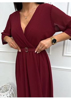 Ciemnoczerwona Sukienka z Paskiem ze sklepu ModnaKiecka.pl w kategorii Sukienki - zdjęcie 185844753