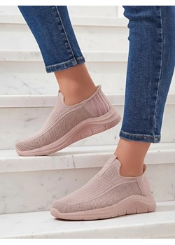 Damskie sneakersy Apollo Rosa – różowe buty slip-on z tkaniny na płaskiej podeszwie ze sklepu royalfashion.pl w kategorii Buty sportowe damskie - zdjęcie 185845113
