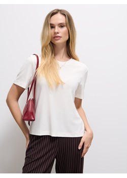 Mohito - T-shirt z dodatkiem wełny - kremowy ze sklepu Mohito w kategorii Bluzki damskie - zdjęcie 185845642