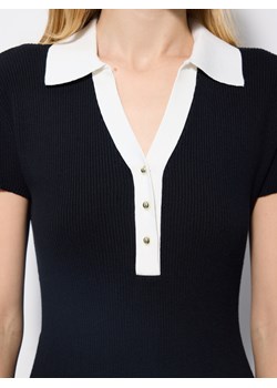 Mohito - Czarna sukienka mini z kołnierzykiem polo - czarny ze sklepu Mohito w kategorii Sukienki - zdjęcie 185846192