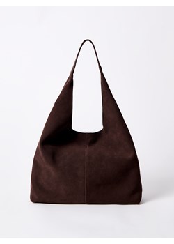 Mohito - Skórzana ciemnobrązowa torebka - ciemnobrązowy ze sklepu Mohito w kategorii Torby Shopper bag - zdjęcie 185846394