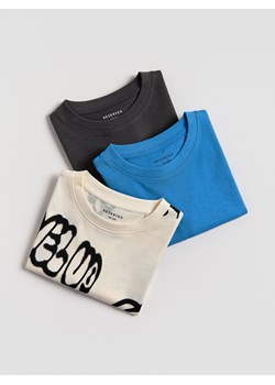 Reserved - Bawełniany t-shirt oversize 3 pack - ciemnoszary ze sklepu Reserved w kategorii T-shirty chłopięce - zdjęcie 185847241