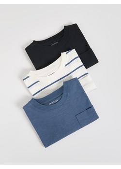 Reserved - Bawełniany longsleeve 3 pack - ciemnoszary ze sklepu Reserved w kategorii T-shirty chłopięce - zdjęcie 185849002