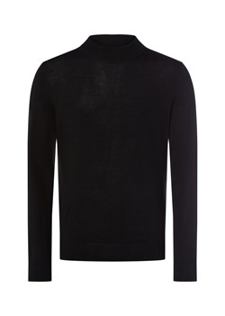 Selected Męski sweter z cienkiej dzianiny z wełny merynosów - SLHTray Mężczyźni Wełna merino czarny jednolity ze sklepu vangraaf w kategorii Swetry męskie - zdjęcie 185851071