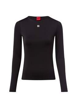 HUGO Damska koszulka z długim rękawem - Dasiia Kobiety czarny jednolity ze sklepu vangraaf w kategorii Bluzki damskie - zdjęcie 185851171