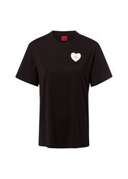 HUGO Koszulka damska - Vintage Tee Kobiety Bawełna czarny jednolity ze sklepu vangraaf w kategorii Bluzki damskie - zdjęcie 185851173