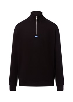 HUGO BLUE Bluza męska - Neeler Mężczyźni Bawełna czarny jednolity ze sklepu vangraaf w kategorii Bluzy męskie - zdjęcie 185851183