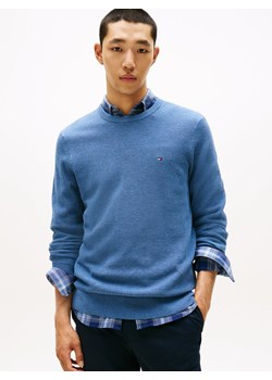 Tommy Hilfiger Męski sweter Mężczyźni Bawełna niebieski jednolity - id: 715253-0017-09920 - marki Tommy Hilfiger - 185851230 Tommy Hilfiger Męski sweter Mężczyźni Bawełna niebieski jednolity ze sklepu vangraaf w kategorii Swetry męskie - zdjęcie 185851230