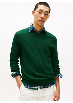 Tommy Hilfiger Męski sweter Mężczyźni Bawełna jodłowy jednolity ze sklepu vangraaf w kategorii Swetry męskie - zdjęcie 185851232