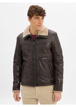 Finshley & Harding Męska kurtka skórzana - MMAlasko Mężczyźni czekoladowy jednolity ze sklepu vangraaf w kategorii Kurtki męskie - zdjęcie 185851282