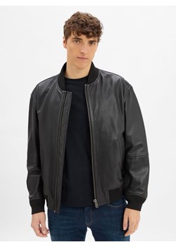 BOSS Orange Męska kurtka skórzana - Jobrice Mężczyźni skóra czarny jednolity ze sklepu vangraaf w kategorii Kurtki męskie - zdjęcie 185851291