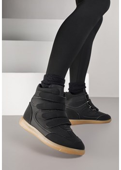 Czarne Sneakersy na Ukrytym Koturnie Ozdobione Przeszyciami Tlavie ze sklepu renee.pl w kategorii Buty sportowe damskie - zdjęcie 185852120