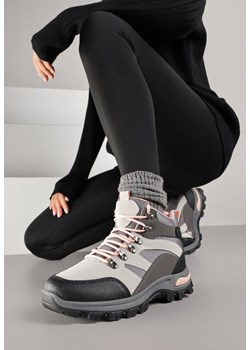 Szare Buty Trekkingowe Trapery Vices z Geometrycznym Wzorem Norrive ze sklepu renee.pl w kategorii Workery damskie - zdjęcie 185852581