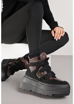 Czarno-Brązowe Botki Sneakersy Vices na Platformie w Stylu Y2K Gelira ze sklepu renee.pl w kategorii Botki - zdjęcie 185852590