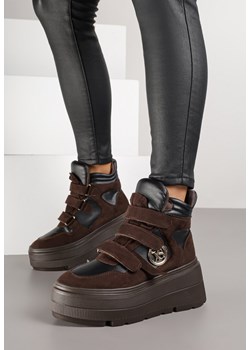 Brązowe Botki Vices w Stylu Sneakersów na Platformie Afirriva ze sklepu born2be.pl w kategorii Botki - zdjęcie 185853740