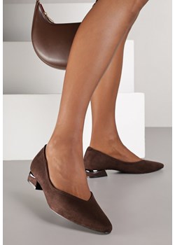 Brązowe Czółenka Vices ze Skórzaną Wkładką na Obcasie z Aplikacją Celvila ze sklepu born2be.pl w kategorii Czółenka - zdjęcie 185854002