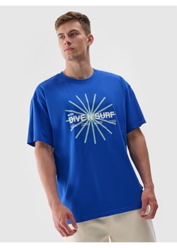 Męski t-shirt z nadrukiem 4F 4FRSS24TTSHM2540 - niebieski ze sklepu Sportstylestory.com w kategorii T-shirty męskie - zdjęcie 185854510
