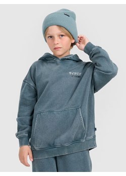 Chłopięca bluza nierozpinana z kapturem 4F 4FJRAW25TSWSM2344 - turkusowa ze sklepu Sportstylestory.com w kategorii Bluzy chłopięce - zdjęcie 185854722