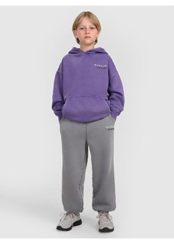 Chłopięca bluza nierozpinana z kapturem 4F 4FJRAW25TSWSM2344 - fioletowa ze sklepu Sportstylestory.com w kategorii Bluzy chłopięce - zdjęcie 185854730