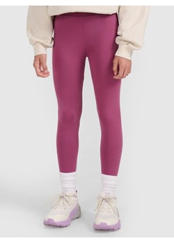 Dziewczęce legginsy dzianinowe 4F 4FJRAW25TTIGF291 - fioletowe ze sklepu Sportstylestory.com w kategorii Spodnie dziewczęce - zdjęcie 185854853