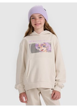 Dziewczęca bluza nierozpinana z kapturem 4F 4FJRAW25TSWSF2294 - biała ze sklepu Sportstylestory.com w kategorii Bluzy dziewczęce - zdjęcie 185854974