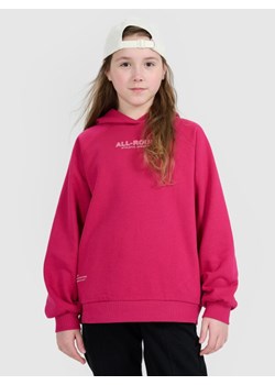Dziewczęca bluza nierozpinana z kapturem 4F 4FJWAW25TSWSF1934 - różowa ze sklepu Sportstylestory.com w kategorii Bluzy dziewczęce - zdjęcie 185855014