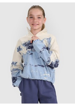 Dziewczęcy polar oversize z nadrukiem 4F 4FJWAW25TFLEF343 - multikolor ze sklepu Sportstylestory.com w kategorii Bluzy dziewczęce - zdjęcie 185855042