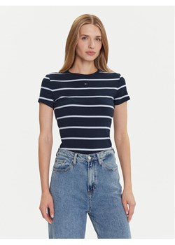 Tommy Jeans T-Shirt Essential DW0DW17383 Granatowy Slim Fit ze sklepu MODIVO w kategorii Bluzki damskie - zdjęcie 185868684