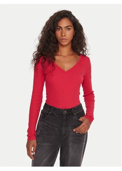 Tommy Jeans Bluzka Essential DW0DW17990 Różowy Slim Fit ze sklepu MODIVO w kategorii Bluzki damskie - zdjęcie 185869044