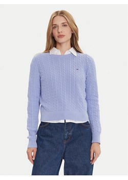 Tommy Jeans Sweter Cable Essential DW0DW22165 Niebieski Regular Fit ze sklepu MODIVO w kategorii Swetry damskie - zdjęcie 185870071