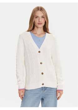 Tommy Jeans Kardigan Cable DW0DW21681 Écru Relaxed Fit ze sklepu MODIVO w kategorii Swetry damskie - zdjęcie 185870300