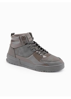 Wysokie buty męskie sneakersy z połyskującymi elementami – popielate V4 OM-FOSH-0178 ze sklepu ombre w kategorii Buty sportowe męskie - zdjęcie 185883583