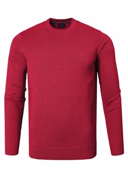 Bawełniany Sweter Męski, Okrągły Dekolt - Pako Jeans - Czerwony SWPJNSsantiagoCR ze sklepu JegoSzafa.pl w kategorii Swetry męskie - zdjęcie 185885663