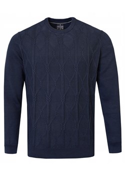 Bawełniany Sweter Męski - Pako Jeans - Warkoczowy Splot - Granat SWPJNSrineGR ze sklepu JegoSzafa.pl w kategorii Swetry męskie - zdjęcie 185885683