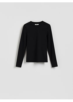 Reserved - Longsleeve w prążek - czarny ze sklepu Reserved w kategorii Bluzki damskie - zdjęcie 185888344